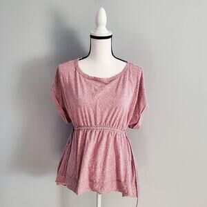 Caslon Cozy Tie Waist Peplum Red Top M Petite